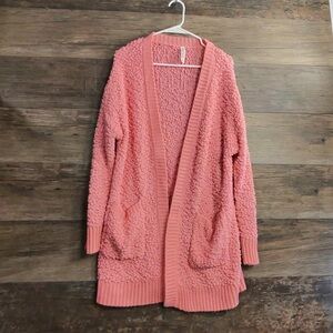 Zenana Outfitters Coral Pink Cardigan Sweater